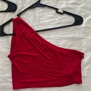 PrettyLittleThing Red Asymmetrical Crop Top